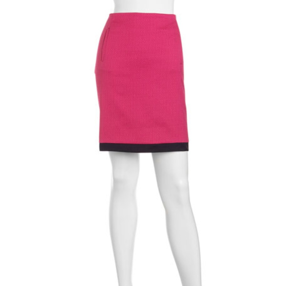 Shelli Segal Laundry Pink Pique Navy Trim Skirt 4